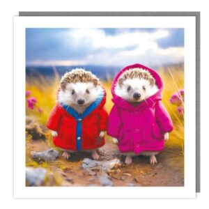 The Light Hearted Collection "Hedgehogs in Coats" Card