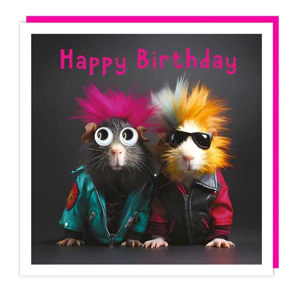 Googlies "Punk Rocking Guinea Pigs" Birthday Card 1 Googlies "Punk Rocking Guinea Pigs" Birthday Card