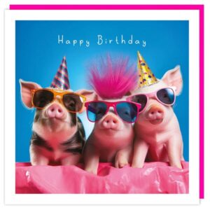 Fluff "3 Punky Pigs" Birthday Card