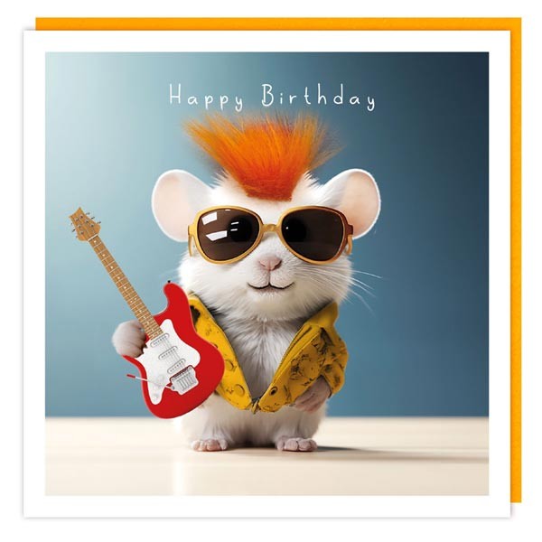 Fluff " Punk Rocking Mouse" Birthday Card 1 Fluff " Punk Rocking Mouse" Birthday Card