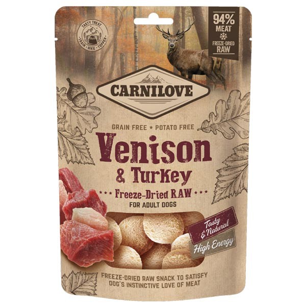 Carnilove Freeze-Dried Raw Snacks Venison & Turkey 60g Dog Treat 1 Carnilove Freeze-Dried Raw Snacks Venison & Turkey 60g Dog Treat