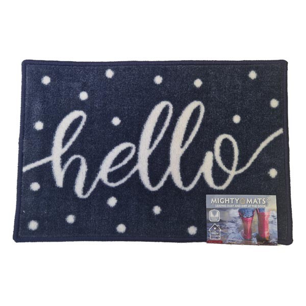 Mighty Mats "Hello" Navy Soft Door Mat 40x60cm