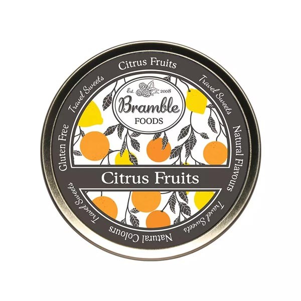 Bramble Foods Citrus Fruit Travel Sweet Tin 200g 1 Bramble Foods Citrus Fruit Travel Sweet Tin 200g