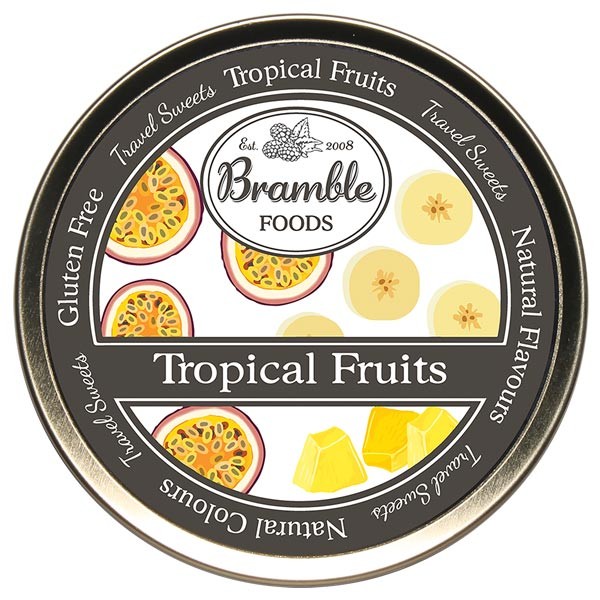 Bramble Foods Tropical Fruit Travel Sweet Tin 200g 1 Bramble Foods Tropical Fruit Travel Sweet Tin 200g