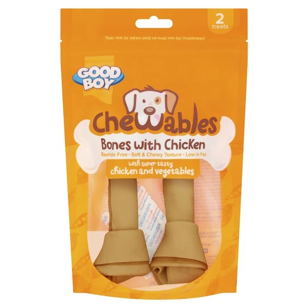Good Boy Chewables Chicken Medium Bones 2 Pack 1 Good Boy Chewables Chicken Medium Bones 2 Pack