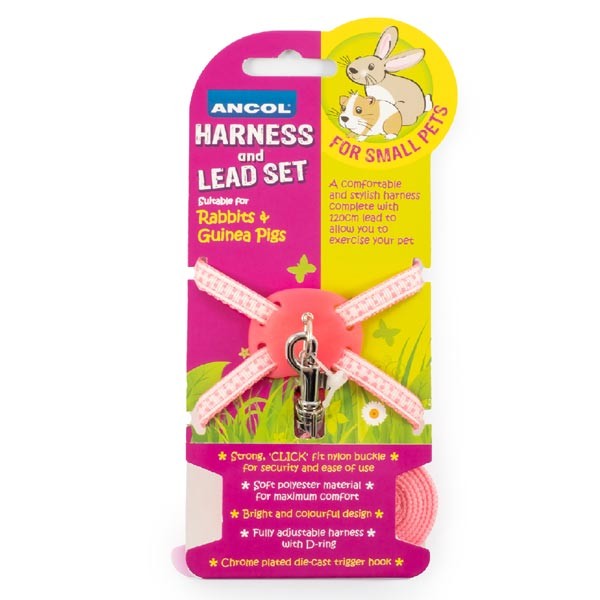 Just 4 Pets Rabbit and Guinea-Pig Harness Set Pink 1 Just 4 Pets Rabbit and Guinea-Pig Harness Set Pink
