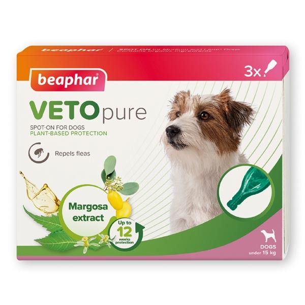 Beaphar VETOpure Plant-Based Protection Flea Spot-On for Dogs (Under 15kg) 3 pipettes 1 Beaphar VETOpure Plant-Based Protection Flea Spot-On for Dogs (Under 15kg) 3 pipettes