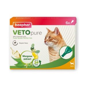 Beaphar VETOpure Plant-Based Protection Flea Spot-On for Cats 6 pipettes