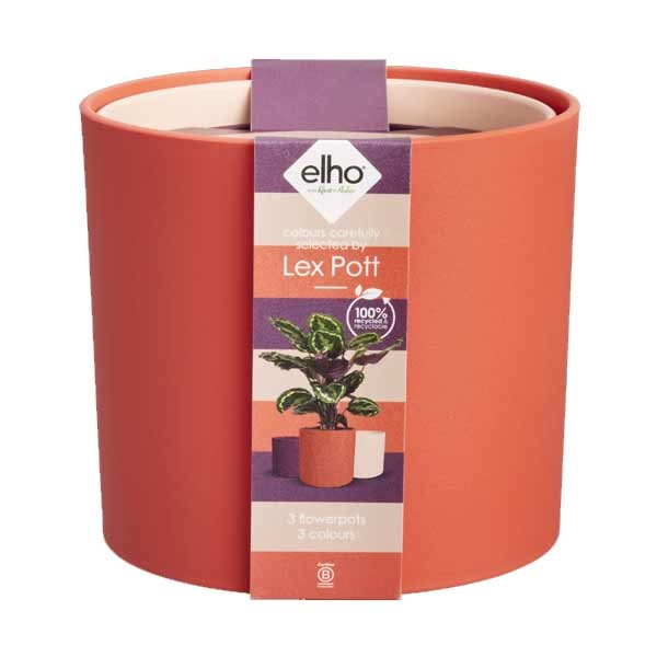 Elho Lex Pott 14cm Coral Red Flower Pot Set 1 Elho Lex Pott 14cm Coral Red Flower Pot Set