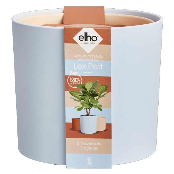 Elho Lex Pott Sky Blue 14cm Flower Pot Set 1 Elho Lex Pott Sky Blue 14cm Flower Pot Set