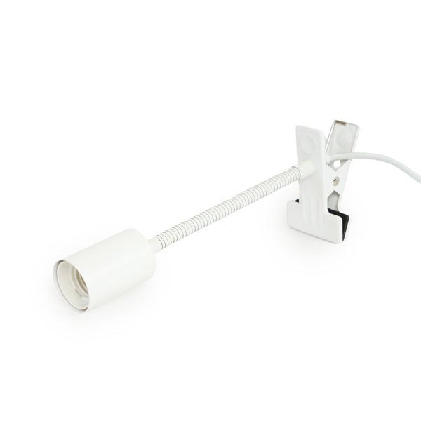 Grow Gang Stelo Gooseneck Clip-On Bulb Holder White 1 Grow Gang Stelo Gooseneck Clip-On Bulb Holder White