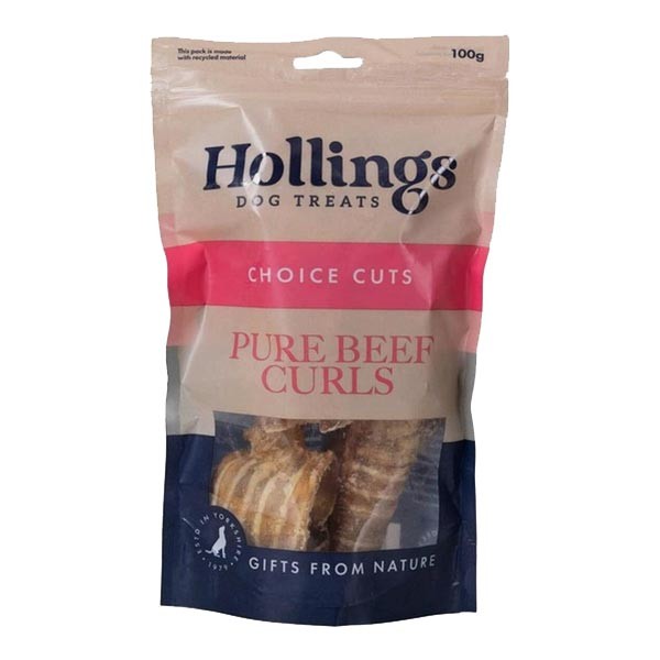 Hollings Beef Curls 100g Dog Treats 1 Hollings Beef Curls 100g Dog Treats
