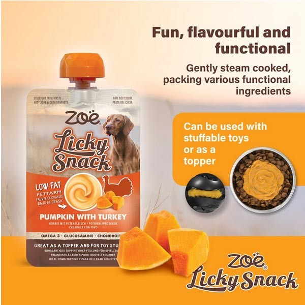 Zoe Licky Snack Pumpkin with Turkey Lickable Dog Treat Paste 85g 2 Zoe Licky Snack Pumpkin with Turkey Lickable Dog Treat Paste 85g - Image 2