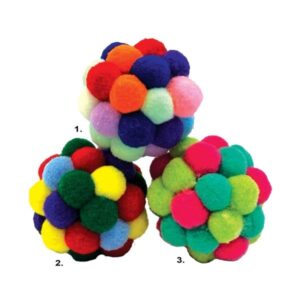 Happy Pet Tabby Patch Pom Pom Balls Cat Toy