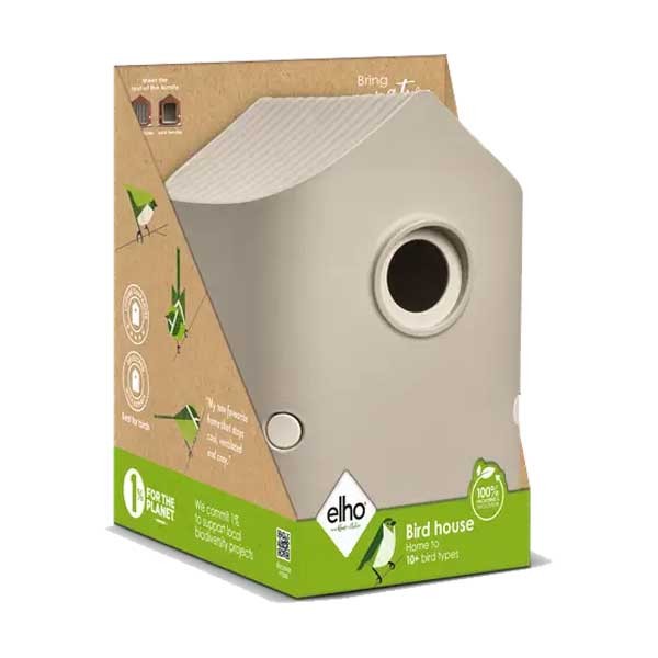 Cosy Bird House 18cm Mushroom Beige