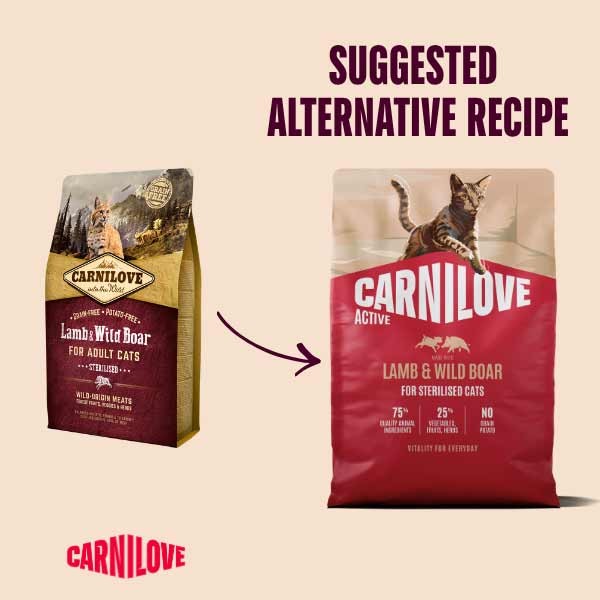 Carnilove Active Lamb & Wild Boar Adult 400g Dry Cat Food 2 Carnilove Active Lamb & Wild Boar Adult 400g Dry Cat Food - Image 2