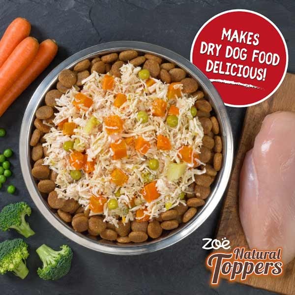 Zoe Natural Toppers Chicken with Broccoli, Carrots & Peas 170g Can 2 Zoe Natural Toppers Chicken with Broccoli, Carrots & Peas 170g Can - Image 2