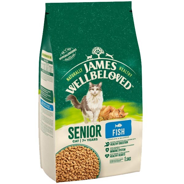 James Wellbeloved Fish & Rice Senior 1.5kg Dry Cat Food 1 James Wellbeloved Fish & Rice Senior 1.5kg Dry Cat Food