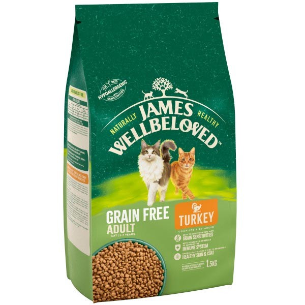 James Wellbeloved Grain Free Turkey Adult 1.5kg Dry Cat Food 1 James Wellbeloved Grain Free Turkey Adult 1.5kg Dry Cat Food