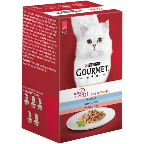 Gourmet Mon Petit Fish Variety (Cod, Sardine & Salmon) Adult 6x50g Wet Cat Food 1 Gourmet Mon Petit Fish Variety (Cod, Sardine & Salmon) Adult 6x50g Wet Cat Food