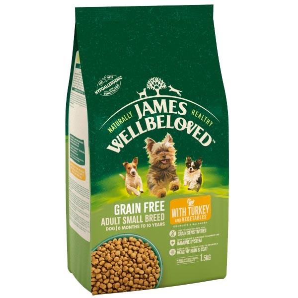 James Wellbeloved Grain Free Turkey & Veg Small Breed Adult 1.5kg Dry Dog Food 1 James Wellbeloved Grain Free Turkey & Veg Small Breed Adult 1.5kg Dry Dog Food