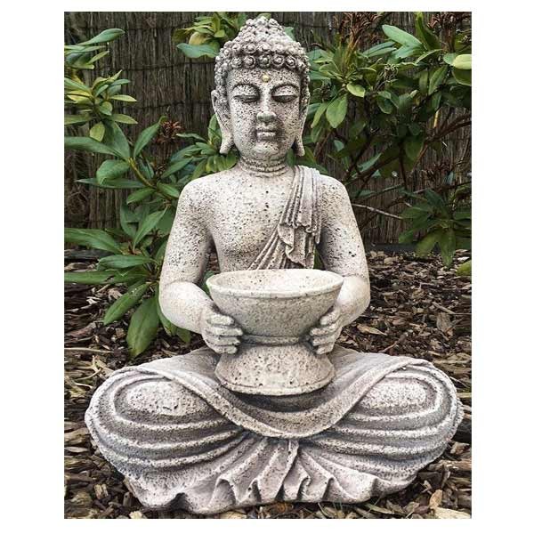 Buddha & Bowl Oriental Stone Garden Ornament 41cm 1 Buddha & Bowl Oriental Stone Garden Ornament 41cm
