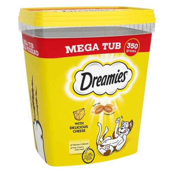 Dreamies with Delicious Cheese Mega Tub 350g Cat Treat 1 Dreamies with Delicious Cheese Mega Tub 350g Cat Treat