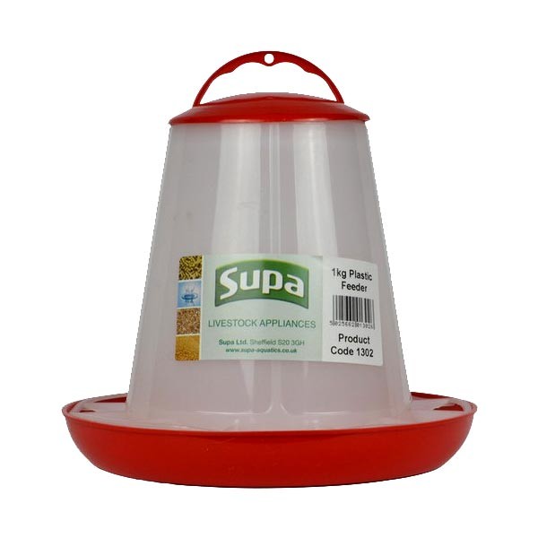 Supa Red and White Plastic Poultry Feeder 1kg