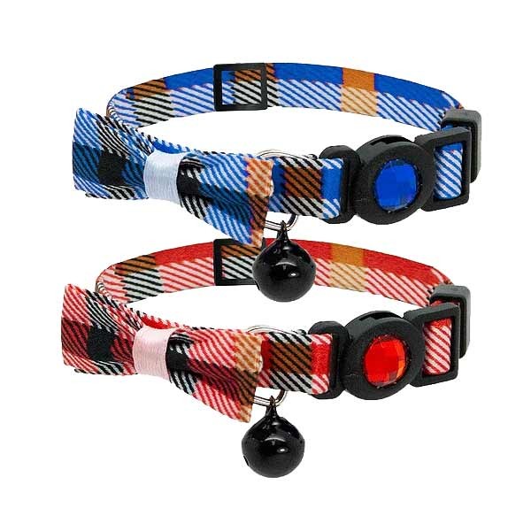 Cat Circus Tartan Bow Print Safety Cat Collar (Assorted) 2 Cat Circus Tartan Bow Print Safety Cat Collar (Assorted) - Image 2
