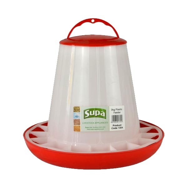 Supa Red and White Plastic Poultry Feeder 3kg 1 Supa Red and White Plastic Poultry Feeder 3kg