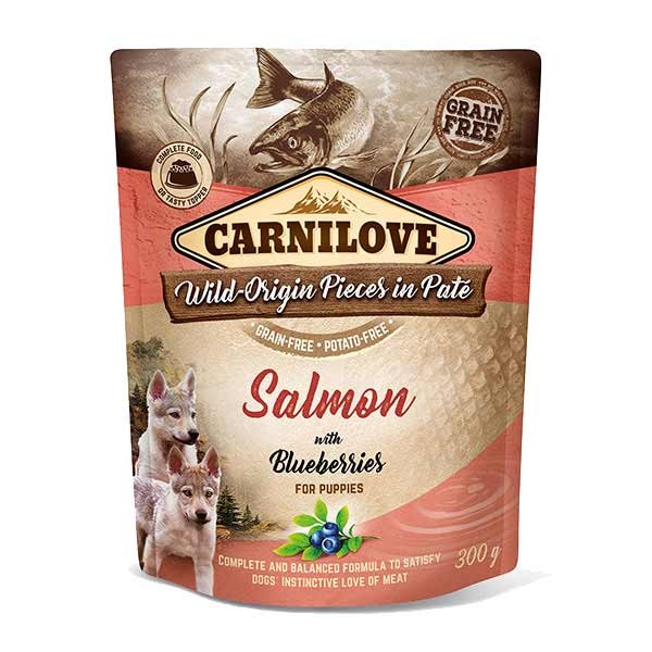 Carnilove Salmon with Blueberries Puppy 300g Pouch Wet Dog Food 1 Carnilove Salmon with Blueberries Puppy 300g Pouch Wet Dog Food