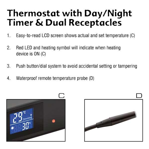 Exo Terra 600W Thermostat with Day/Night Timer & Dual Receptacles 5 Exo Terra 600W Thermostat with Day/Night Timer & Dual Receptacles - Image 5
