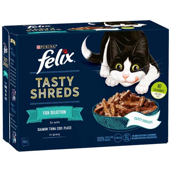 Felix Tasty Shreds Fish Selection Adult 12x80g Wet Cat Food 1 Felix Tasty Shreds Fish Selection Adult 12x80g Wet Cat Food
