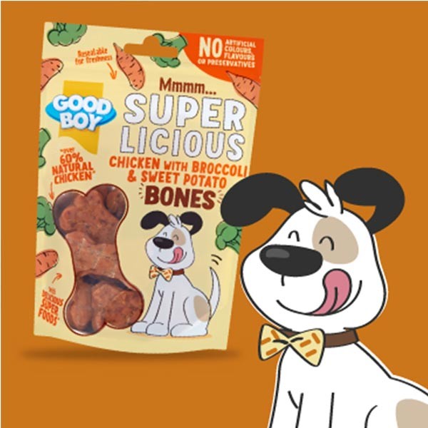 Good Boy SuperLicious Chicken With Broccoli & Sweet Potato Bones 100g Dog Treat 5 Good Boy SuperLicious Chicken With Broccoli & Sweet Potato Bones 100g Dog Treat - Image 5