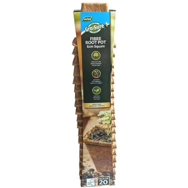 Gro-Sure Fibre Pots Square 6cm 20 Pack 1 Gro-Sure Fibre Pots Square 6cm 20 Pack