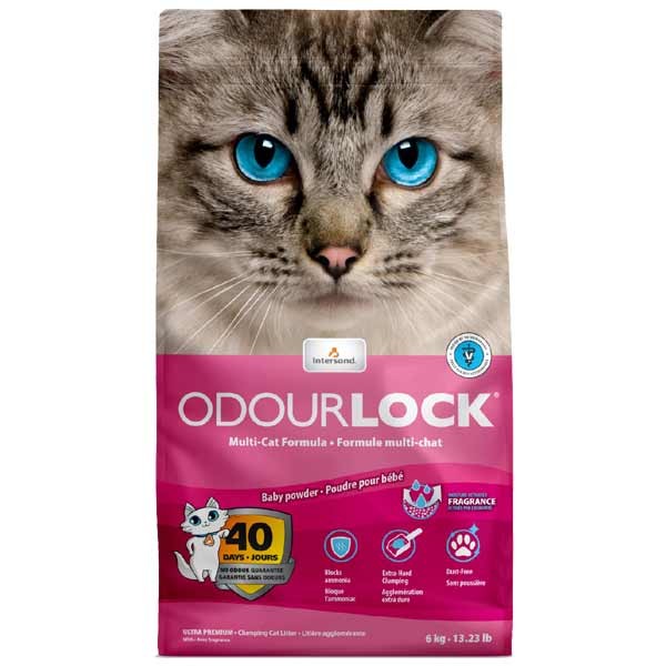 InterSand Odourlock Cat Litter Baby Powder 6kg 2 InterSand Odourlock Cat Litter Baby Powder 6kg - Image 2