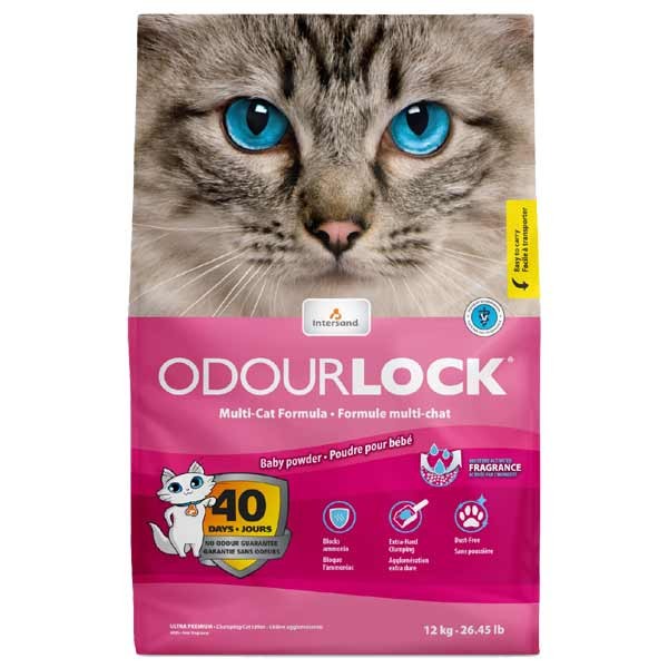 InterSand Odourlock Cat Litter Baby Powder 12kg 2 InterSand Odourlock Cat Litter Baby Powder 12kg - Image 2