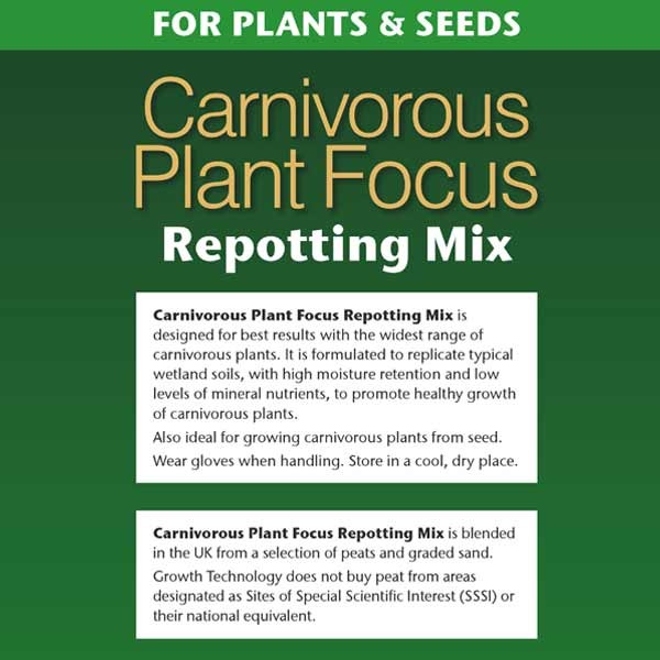 Growth Technology Carnivorous Plant Focus Repotting Mix 3 Litres 2 Growth Technology Carnivorous Plant Focus Repotting Mix 3 Litres - Image 2
