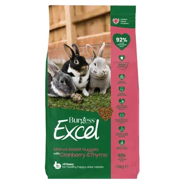 Burgess Excel Rabbit Mature Cranberry & Thyme Nuggets 1.5kg 1 Burgess Excel Rabbit Mature Cranberry & Thyme Nuggets 1.5kg