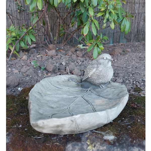 Bird on Leaf Stone Garden Ornament 11cm 1 Bird on Leaf Stone Garden Ornament 11cm