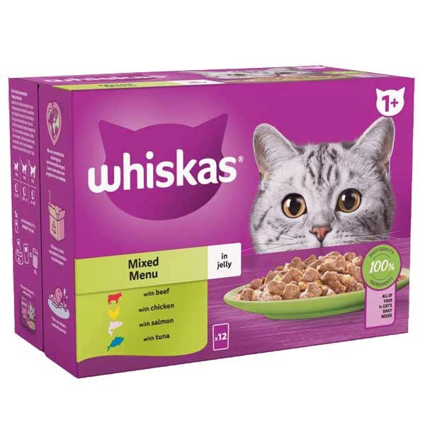 Whiskas Mixed Menu in Jelly Adult 12 x 85g Wet Cat Food 1 Whiskas Mixed Menu in Jelly Adult 12 x 85g Wet Cat Food