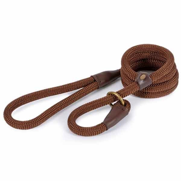 Ancol Heritage Deluxe Rope Slip Lead Brown 1.5m x 12mm 1 Ancol Heritage Deluxe Rope Slip Lead Brown 1.5m x 12mm