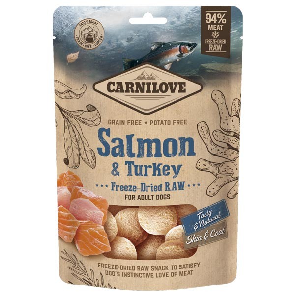Carnilove Freeze-Dried Raw Snacks Salmon & Turkey 60g Dog Treat 1 Carnilove Freeze-Dried Raw Snacks Salmon & Turkey 60g Dog Treat