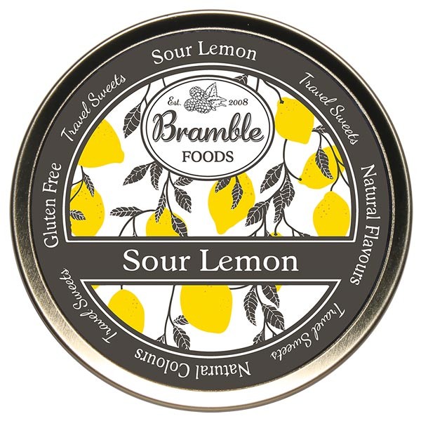 Bramble Foods Sour Lemon Travel Sweet Tin 200g 1 Bramble Foods Sour Lemon Travel Sweet Tin 200g