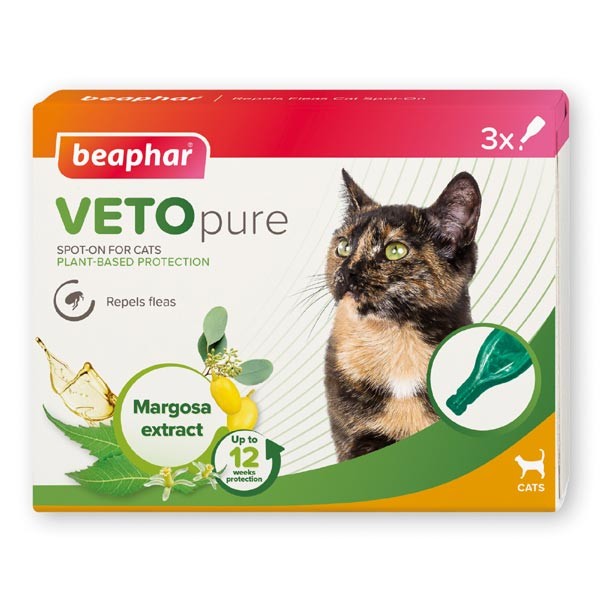 Beaphar VETOpure Plant-Based Protection Flea Spot-On for Cats 3 Pipettes 1 Beaphar VETOpure Plant-Based Protection Flea Spot-On for Cats 3 Pipettes
