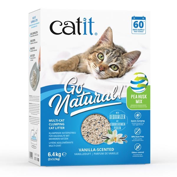 Catit Go Natural! Vanilla Clumping Pea Husk Cat Litter 6.4kg 1 Catit Go Natural! Vanilla Clumping Pea Husk Cat Litter 6.4kg