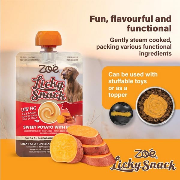 Zoe Licky Snack Sweet Potato with Beef Lickable Dog Treat Paste 85g 2 Zoe Licky Snack Sweet Potato with Beef Lickable Dog Treat Paste 85g - Image 2