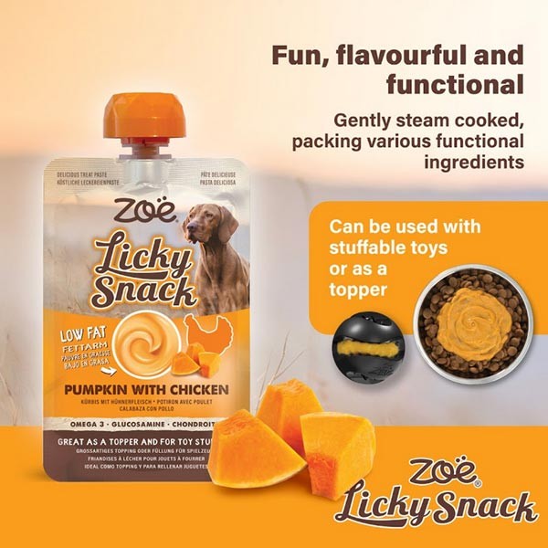 Zoe Licky Snack Pumpkin with Chicken Lickable Dog Treat Paste 85g 2 Zoe Licky Snack Pumpkin with Chicken Lickable Dog Treat Paste 85g - Image 2
