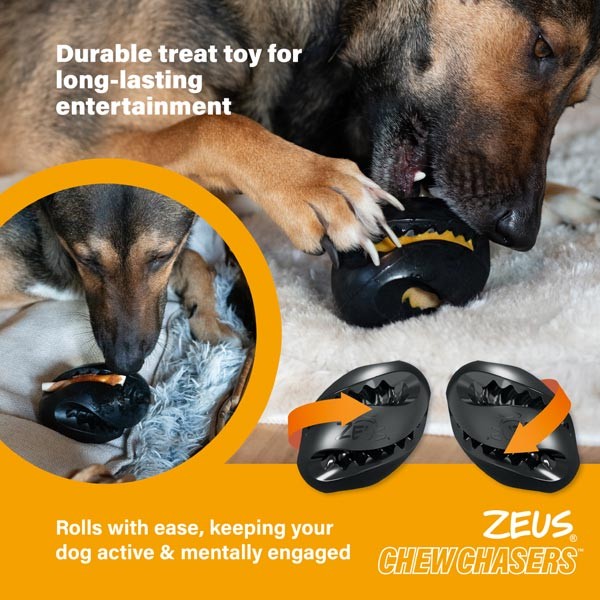 Zeus ChewChasers Treat Rugby Ball Dog Toy 3 Zeus ChewChasers Treat Rugby Ball Dog Toy - Image 3