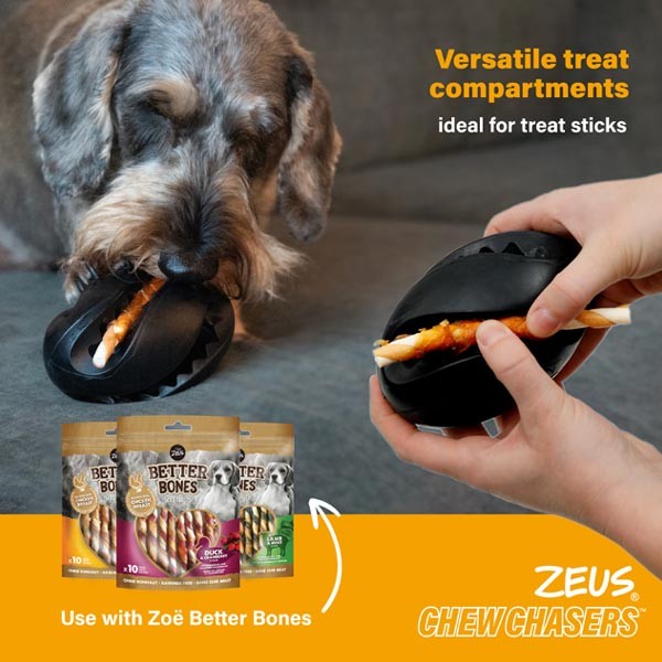 Zeus ChewChasers Treat Rugby Ball Dog Toy 4 Zeus ChewChasers Treat Rugby Ball Dog Toy - Image 4
